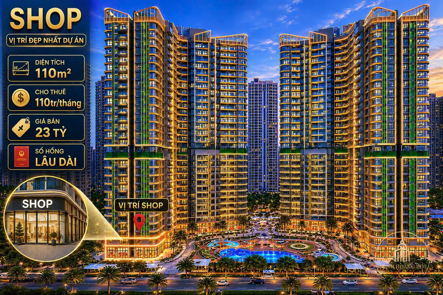 Bán và Cho thuê Shop chân đế TMDV 02 Tòa A2 Lumiere Evergreen